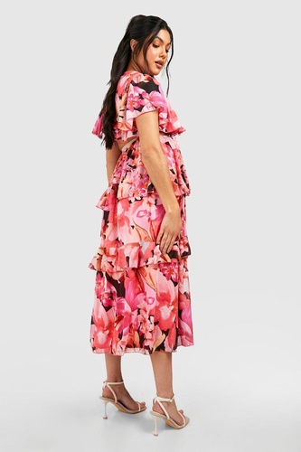 Maternity Occasion Floral Ruffle Midaxi Dress