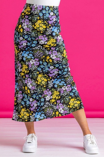 Floral Print Jersey Skirt