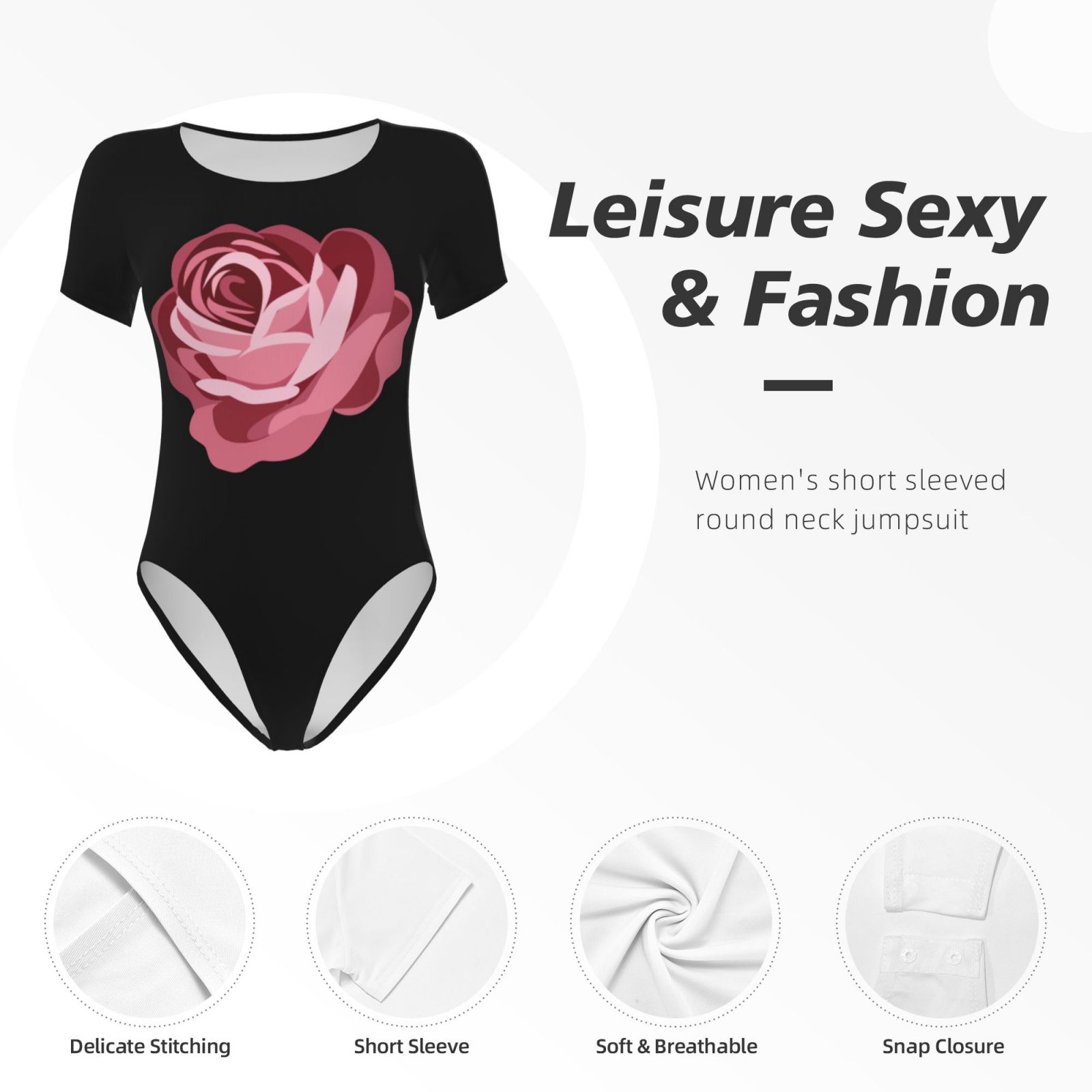 Women's Short-sleeved Rose Onesie