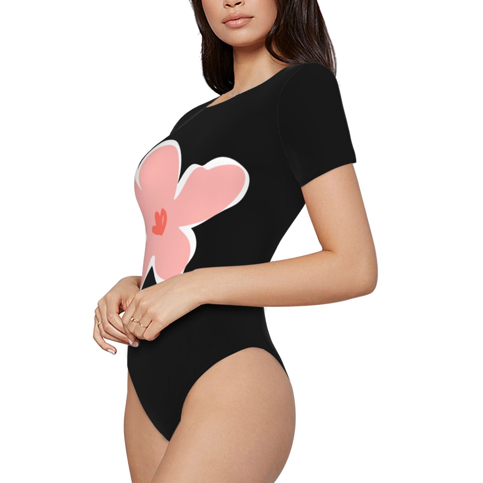 Women's Short-sleeved Rose Printing Onesie