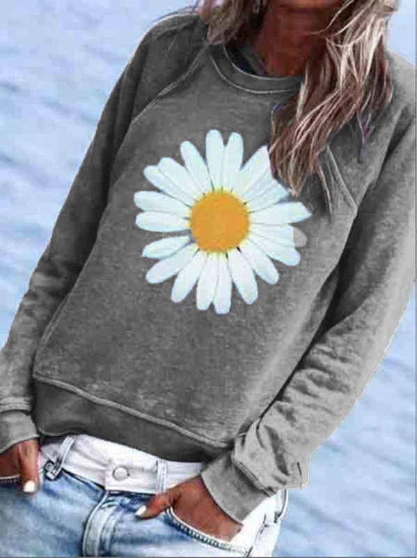 Women Casual Floral Crew Neck Hoodies amp Sweatshirt