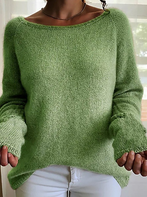 Plain Crew Neck Loose Sweater