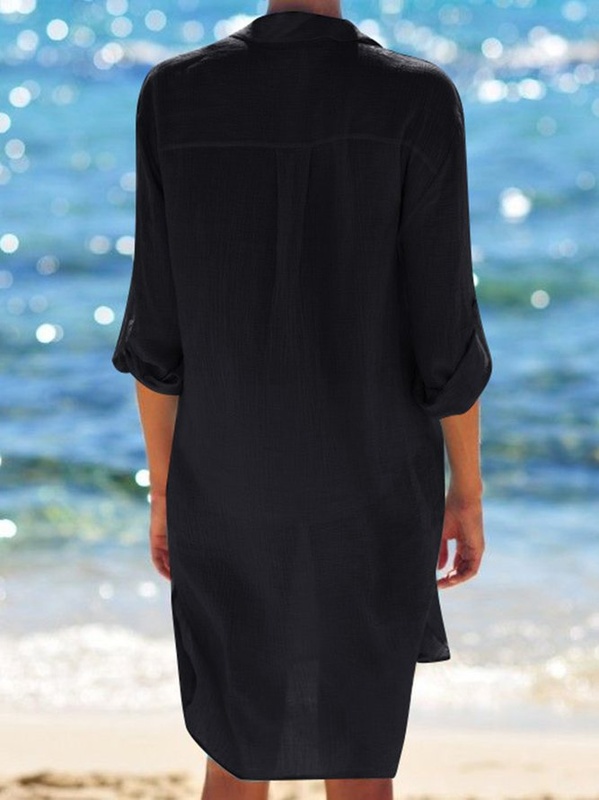 Casual Plain V Neck Coverup