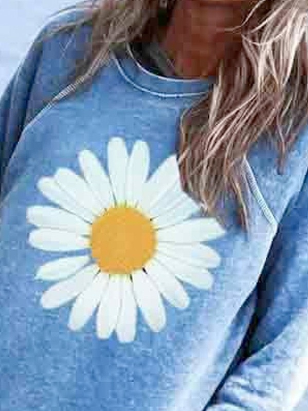 Women Casual Floral Crew Neck Hoodies amp Sweatshirt