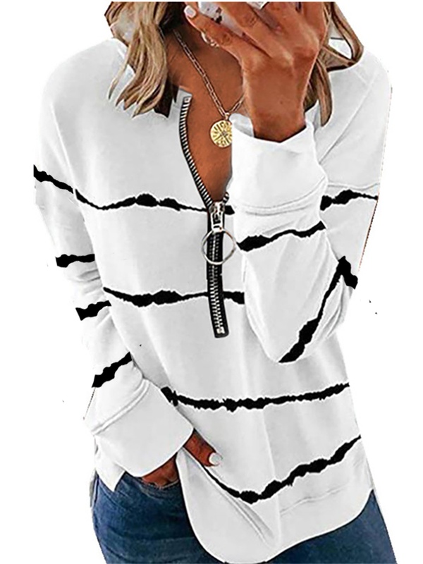 Women Gradient Pattern Autumn Casual Long Sleeve Stripes Top