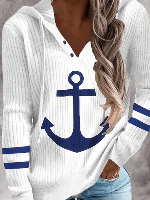 Buckle Loose Casual Hoodie Sweater