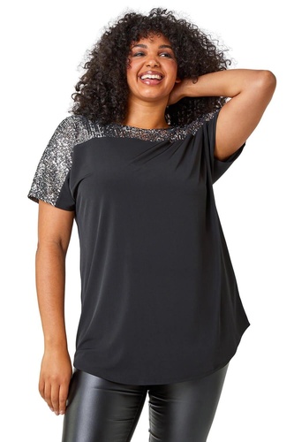 Curve Sequin Embellished Stretch Top