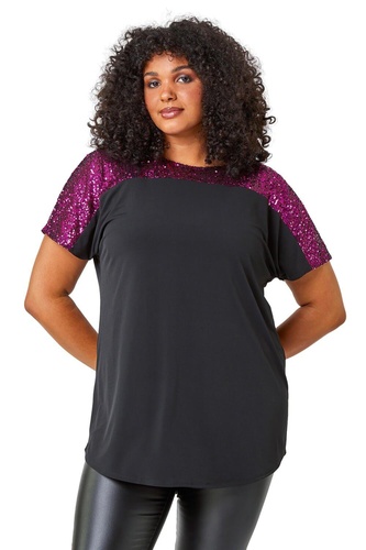 Curve Sequin Embellished Stretch Top