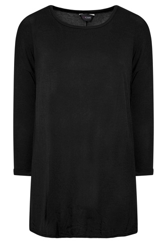 YOURS Curve Black Oversized Long Sleeve T Shirt