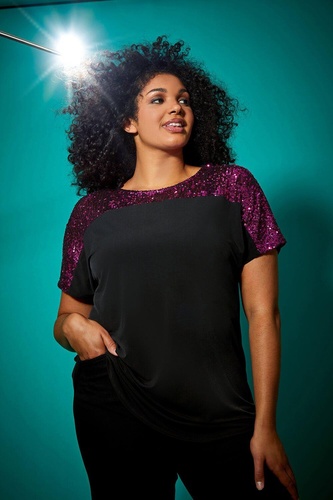 Curve Sequin Embellished Stretch Top