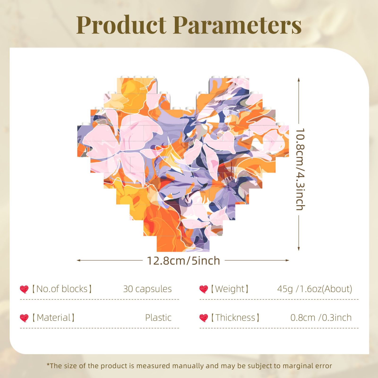 Building Brick Block Puzzle Heart Shaped