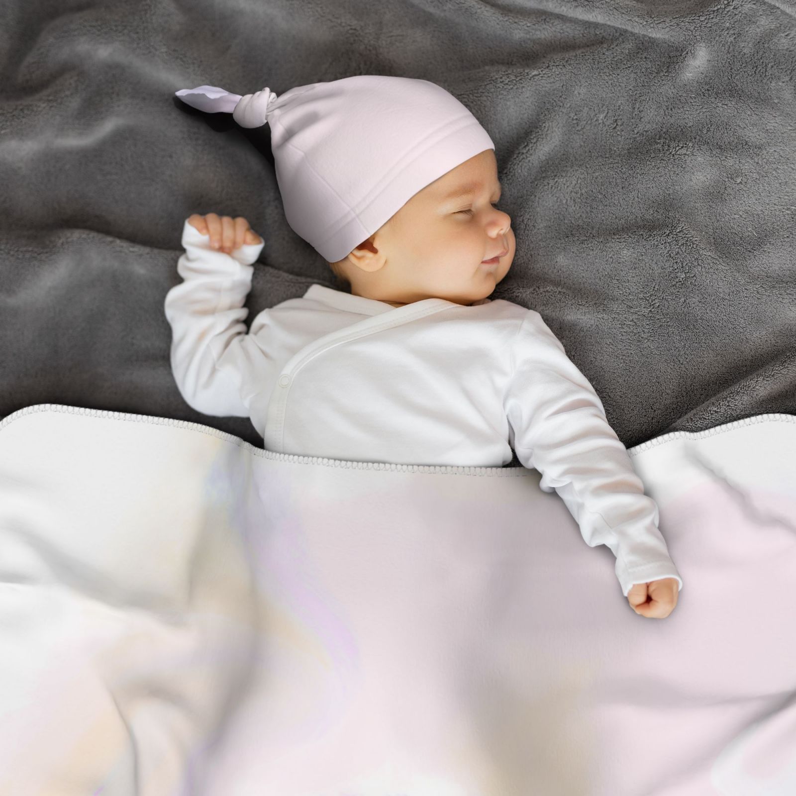 Baby Beanie Hat Headband Swaddle Blanket Set