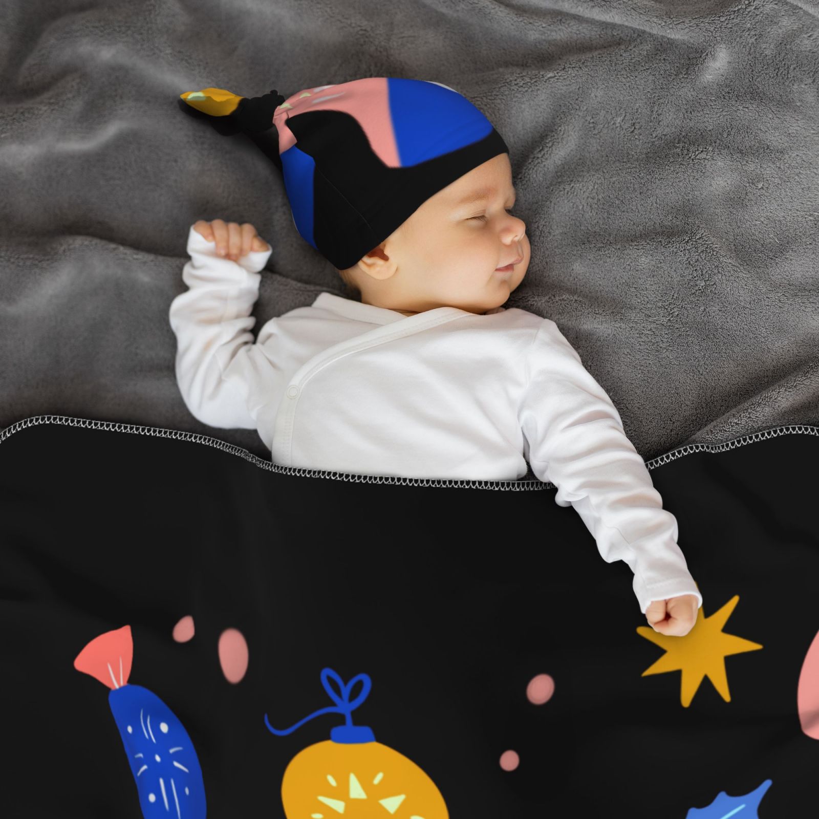 Baby Beanie Hat Headband Swaddle Blanket Set