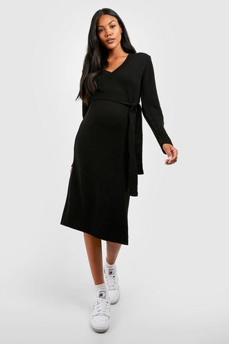 Maternity V Neck Jumper Midi Dress