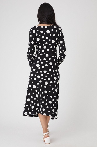 Petite Mono Spot Empire Seam Jersey Midi Dress