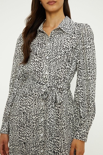 Mono Abstract Tie Midi Shirt Dress