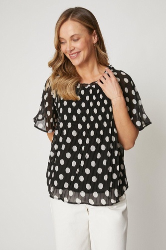 Spot Print Pleat Top