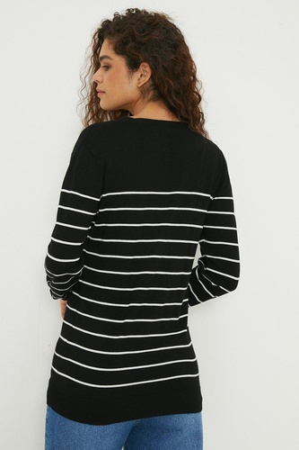 Tall Stripe Button Through V Neck Cardigan