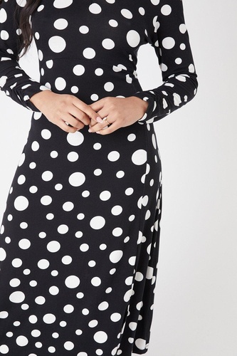 Petite Mono Spot Empire Seam Jersey Midi Dress