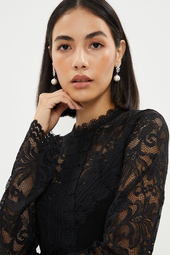 Lace Detail Knitted Mini Dress