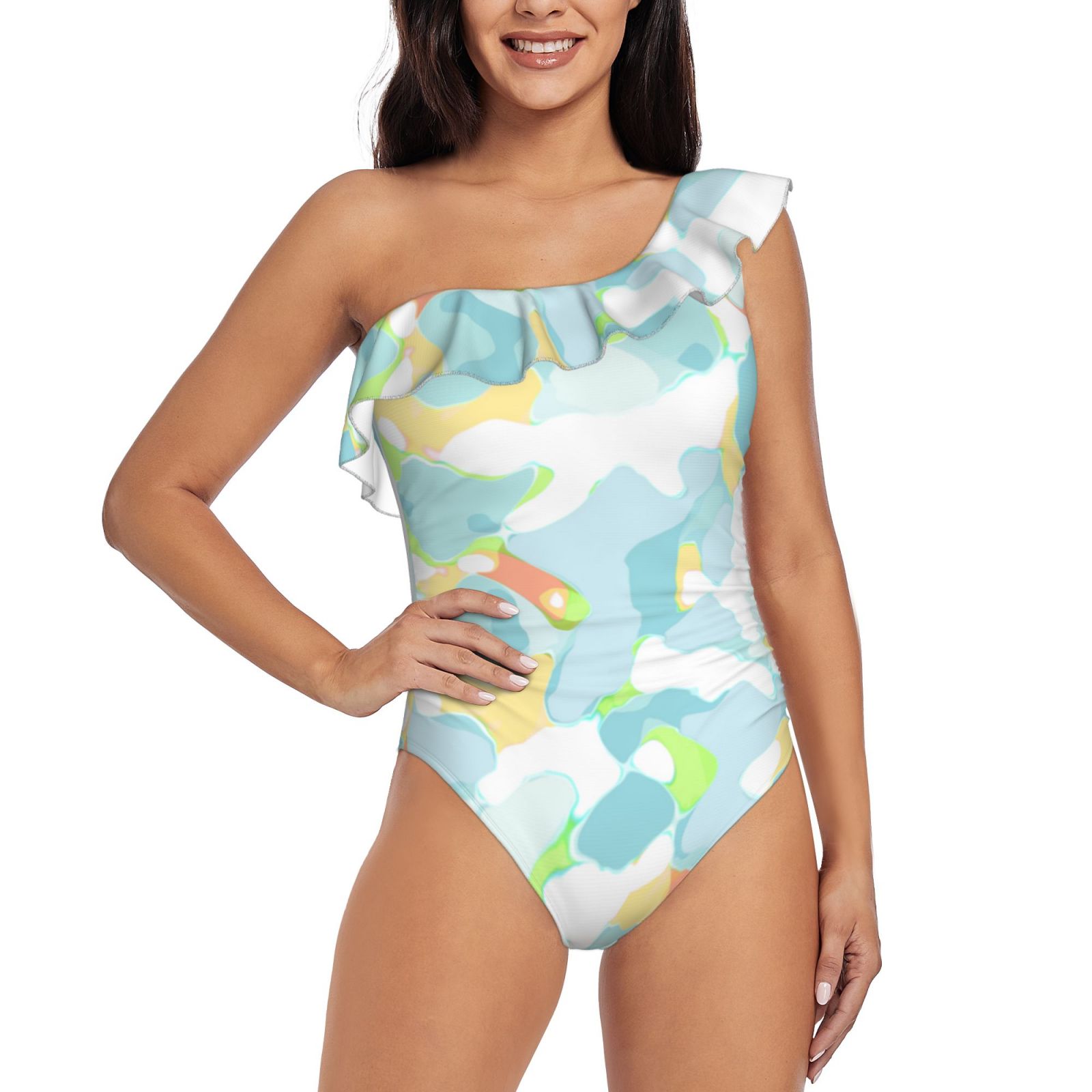 One Shoulder Ruffle Swimsuits