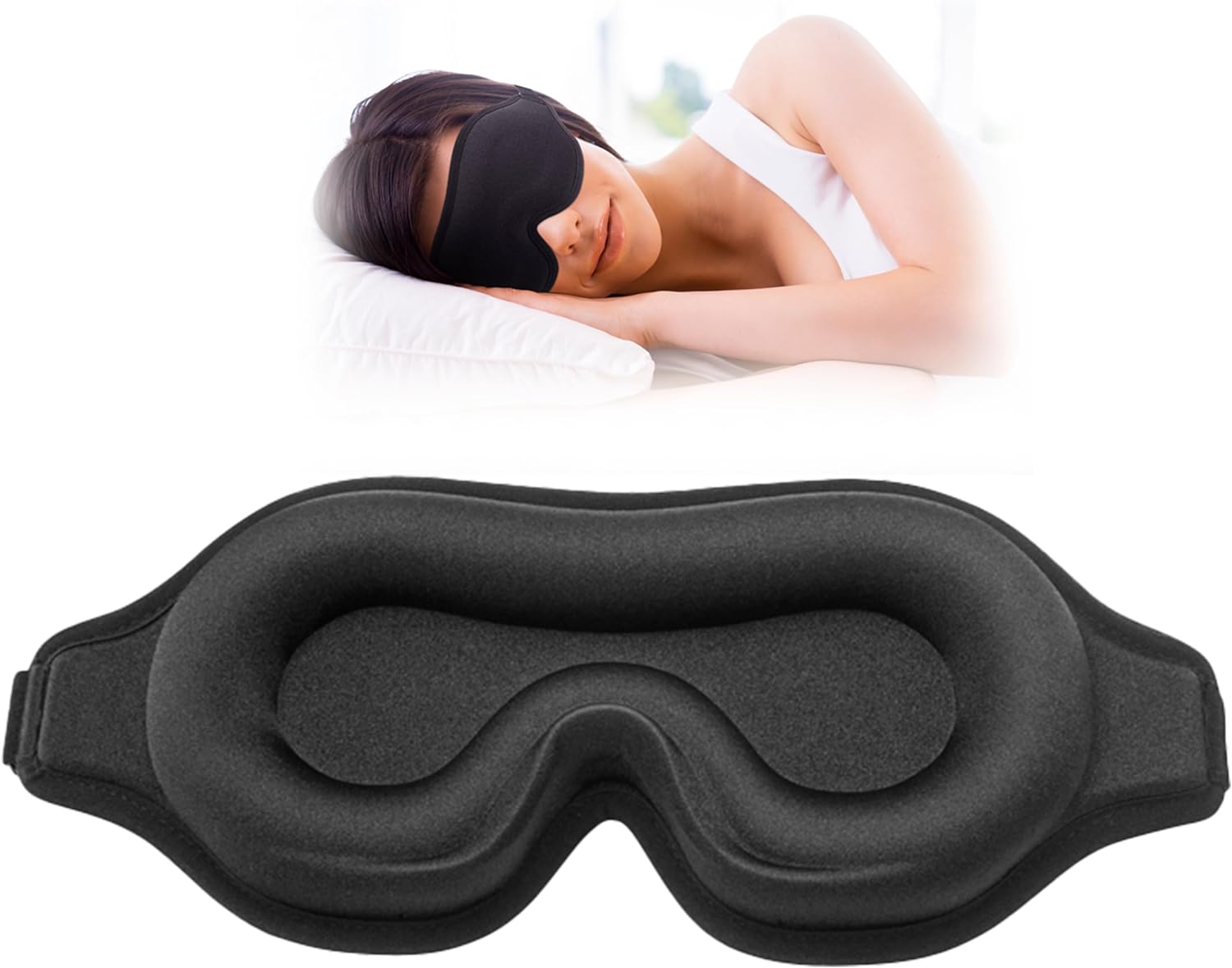 Sleep Mask for Side Sleeper, Upgraded 3D Contoured Cup Eye mask Blindfold for Man Women, Block Out Light, Eye mask with Adjustable Strap, Breathable & Soft for Sleeping, Yoga, Traveling