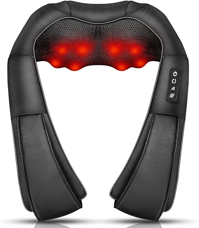 Neck Massager with Heat, Shiatsu Massager for Neck, Back, Shoulder, Foot and Leg, Deep Tissue 3D Kneading Massager for Relax Muscles at Home and Offie, Comfort Gifts for Women and Men