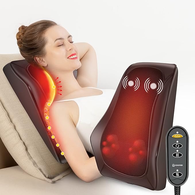 Deep Kneading Neck and Back Massager Massage Pillow as Gift for Men Women, Neck Back Massage for Home Office Use