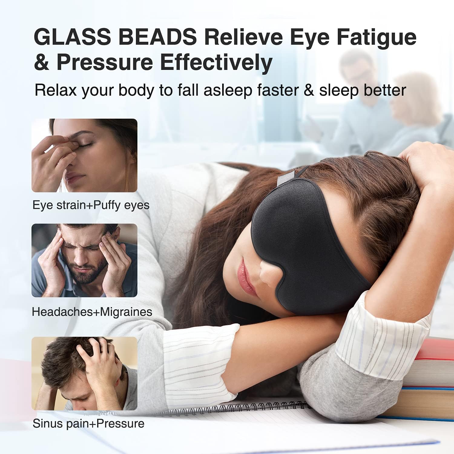 Weighted Sleep Mask, Women Men 3D Blocking Lights Sleeping Mask