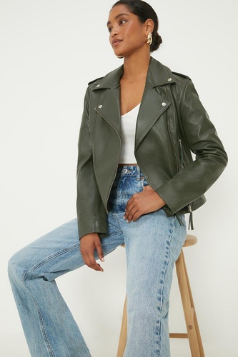 Boxy Cropped Real Leather Jacket