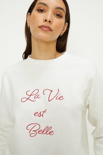 La Vie Est Belle Embroidered Sweatshirt