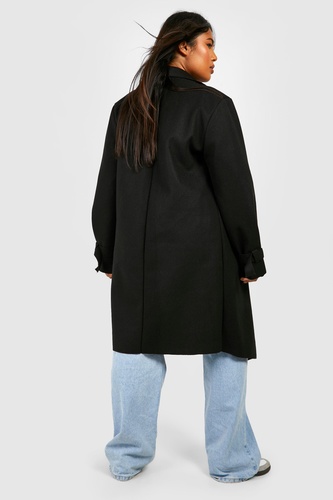 Plus Waterfall Longline Cuff Detail Coat