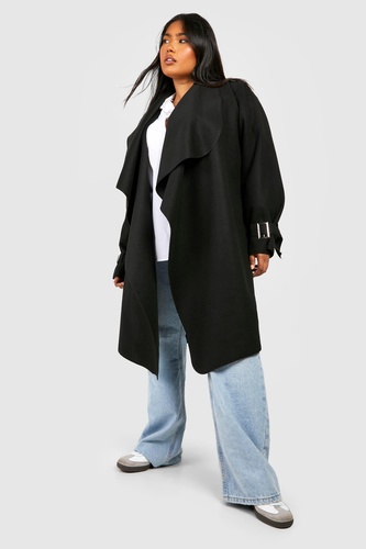 Plus Waterfall Longline Cuff Detail Coat