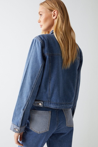 Colour Block Denim Trucker Jacket