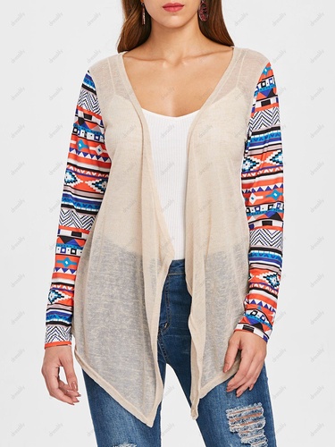 Open Front Collarless Asymmetric Cardigan