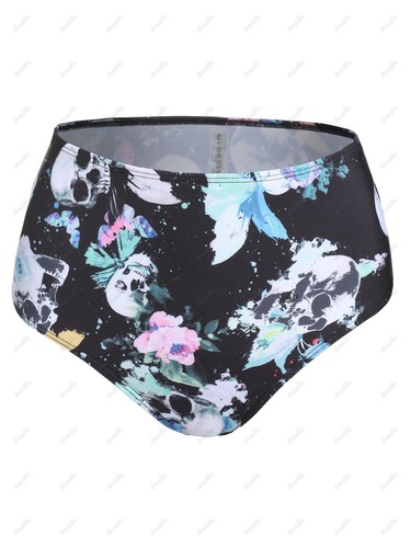 Gothic Tankini Swimwear Skull Butterfly Floral Print Bathing Suit Crossover