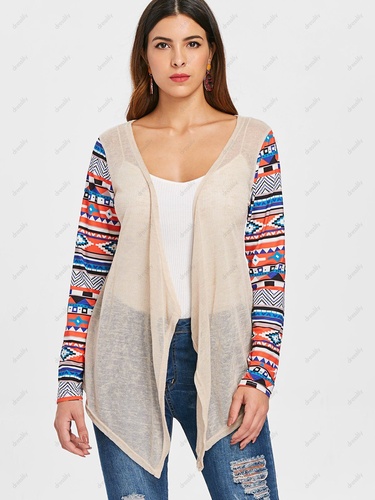 Open Front Collarless Asymmetric Cardigan