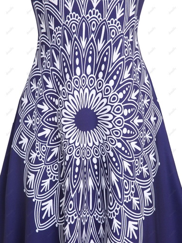 Bohemian Dress Ethnic Flower Print Midi Dress Sleeveless Summer A