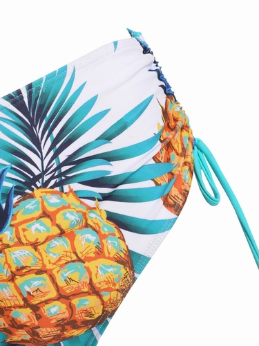 Ring Linked Pineapple Print Cinched Tankini Swimwear