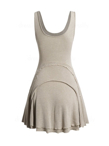 Knit Vintage Tank Dress Plain Color Lettuce nbsp Hem Casual