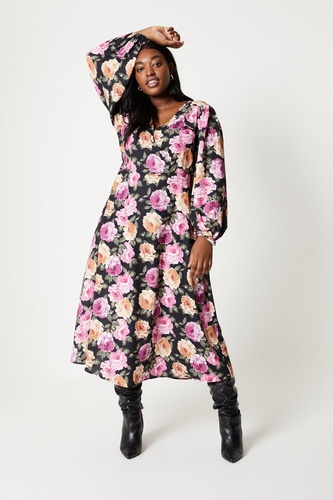 Curve Wrap Chiffon Midi Dress