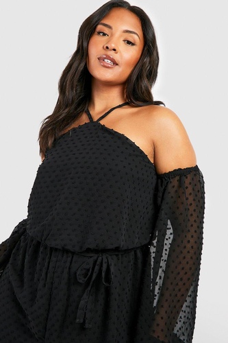 Plus Dobby Cold Shoulder Flippy Playsuit