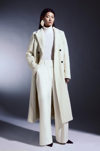 Italian Wool Oversize Cable Db Midi Coat