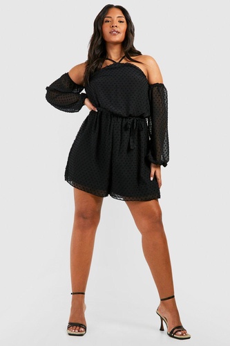 Plus Dobby Cold Shoulder Flippy Playsuit