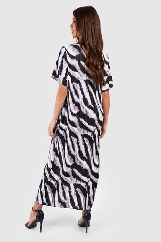 Zebra Plisse Midaxi Dress