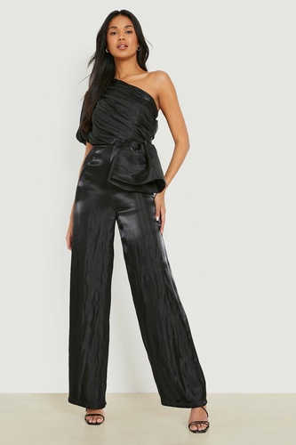 Satin Rouched Wide Leg Jumpsuit