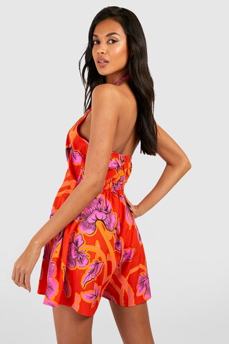 Halterneck Floral Flippy Playsuit