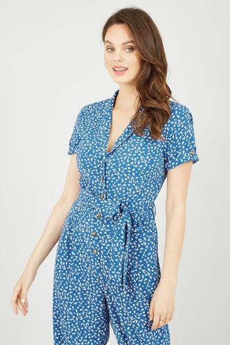 Blue Daisy Print Jumpsuit