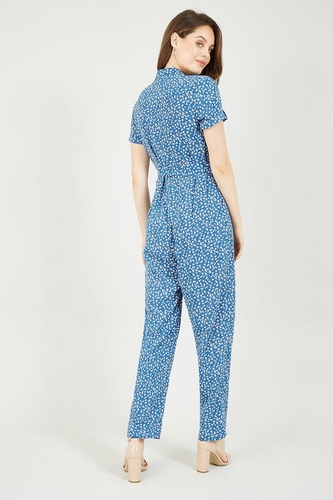 Blue Daisy Print Jumpsuit