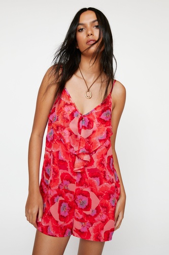 Floral Printed Ruffle Romper